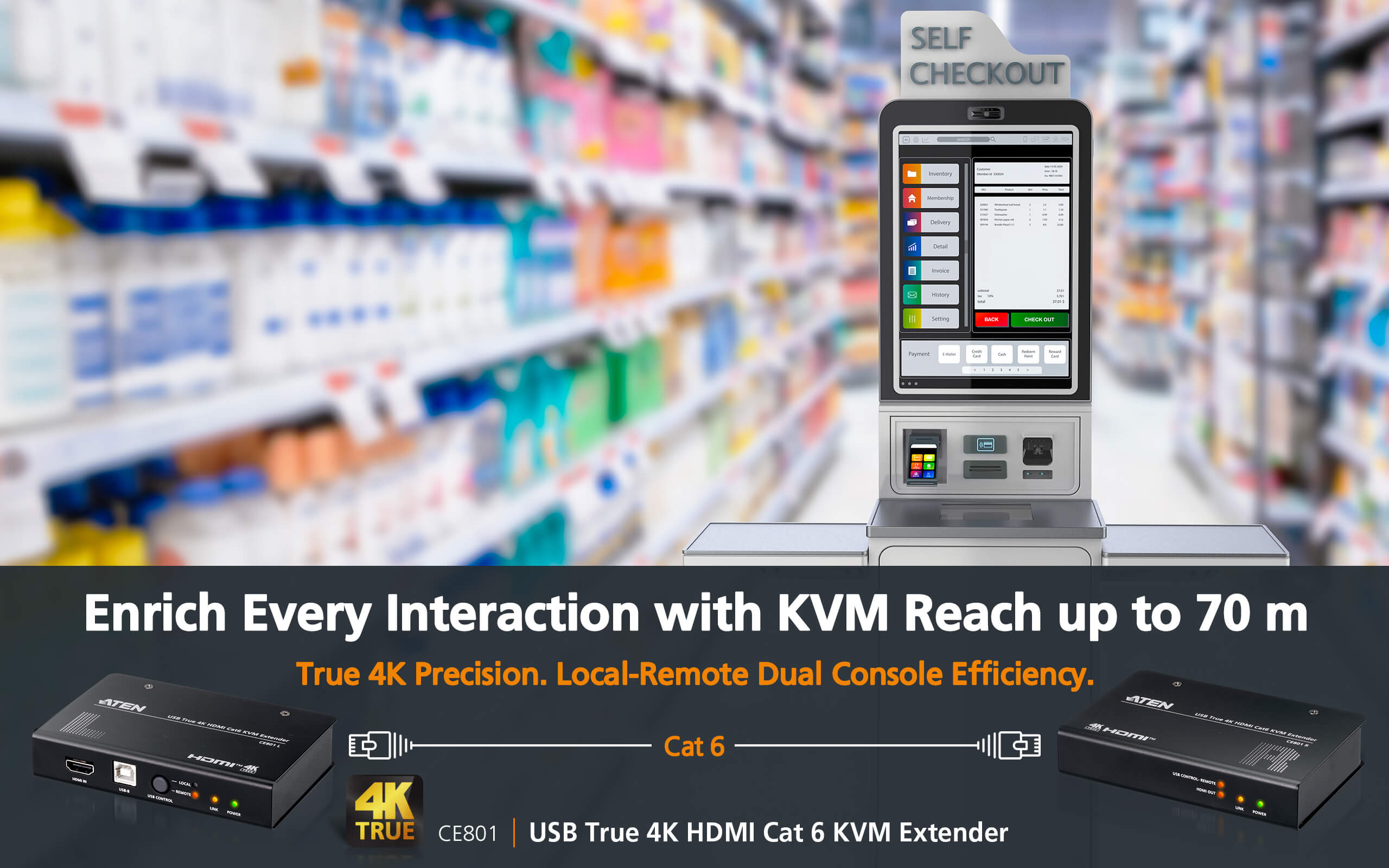 ATEN CE801 — USB True 4K HDMI KVM Extender