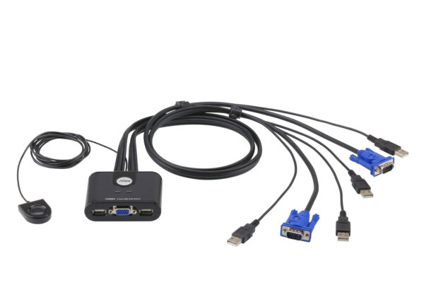 ATEN CS22U Dvouportový kabelový KVM přepínač USB VGA s dálkovým přepínačem portů