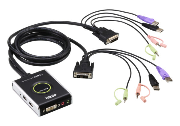 ATEN CS682 Dvouportový kabelový KVM přepínač USB DVI/Audio s dálkovým přepínačem portů