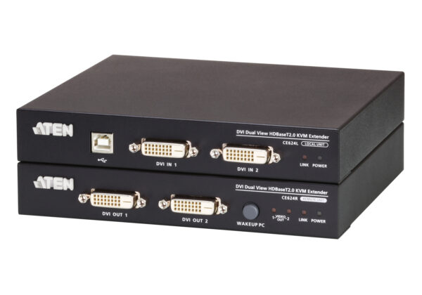 ATEN CE624 USB DVI Dual View HDBaseT™ 2.0 KVM Extender (1920 x 1200 @100 m)