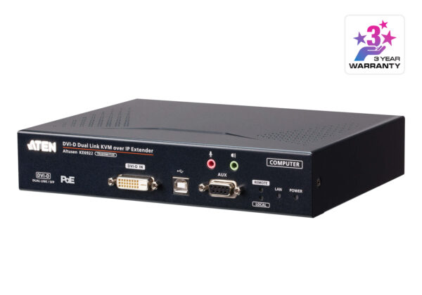 ATEN KE6922T 2K DVI-D Dual-Link KVM over IP vysílač s duálním SFP a PoE