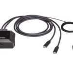 ATEN US3312 Dvouportový kabelový KVM přepínač 4K DisplayPort USB-C s dálkovým přepínačem portů