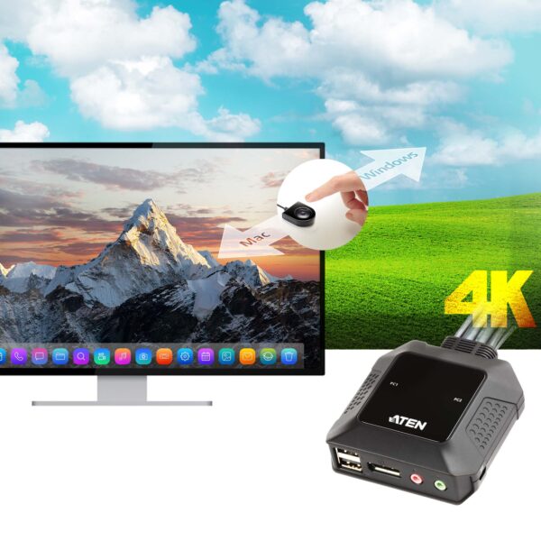 ATEN CS22DP Dvouportový kabelový KVM přepínač USB DisplayPort s dálkovým přepínačem portů - Image 7