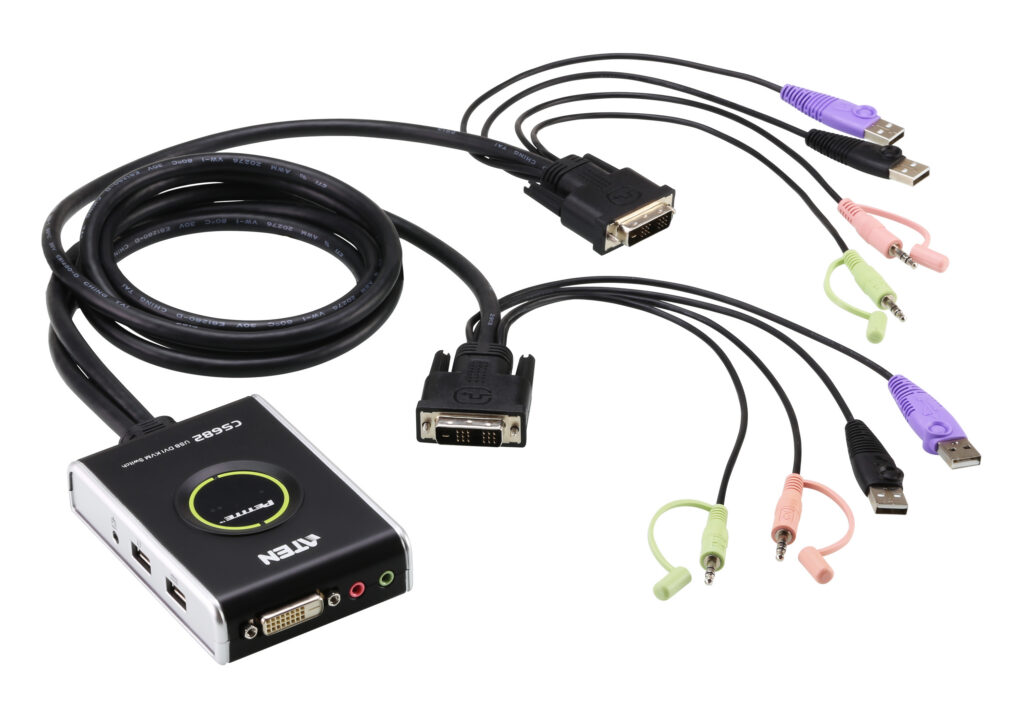 ATEN CS682 - 2-portowy przełącznik KVM USB DVI/Audio ze zdalnym selektorem portu