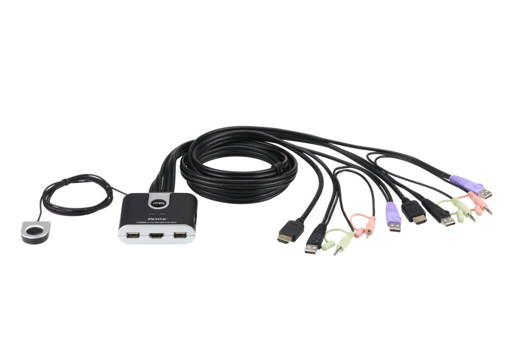 ATEN CS692 - 2-portowy kablowy przełącznik KVM USB HDMI/Audio ze zdalnym selektorem portu