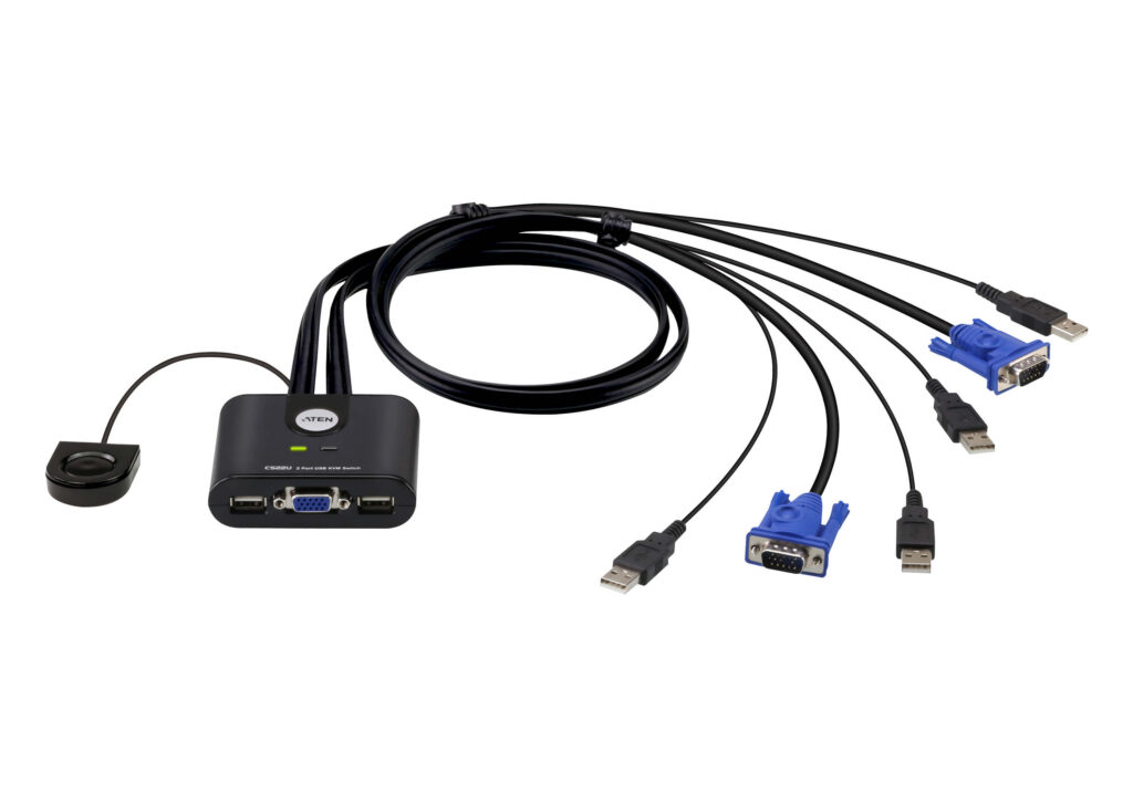ATEN CS22U - 2-portowy kablowy przełącznik KVM USB VGA ze zdalnym selektorem portu