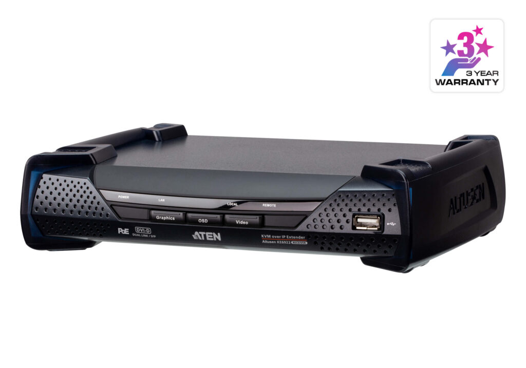 ATEN KE6922R - Odbiornik KVM over IP DVI-D Dual-Link 2K z portami SFP i PoE