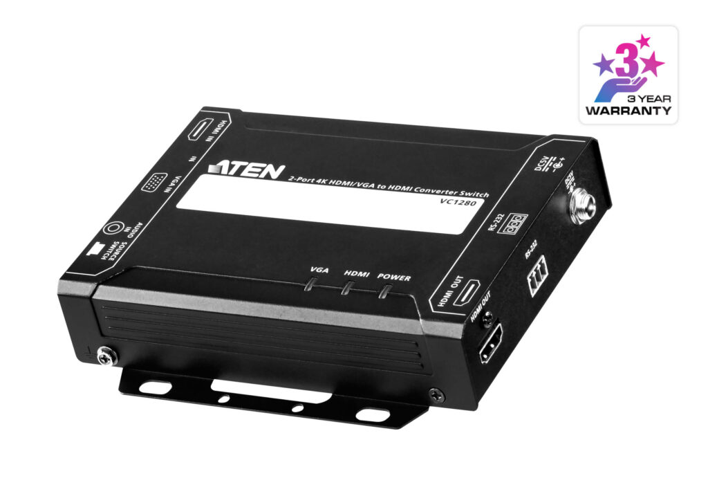 ATEN VC1280 - 2-portowy przełącznik/konwerter HDMI 4K/VGA do HDMI