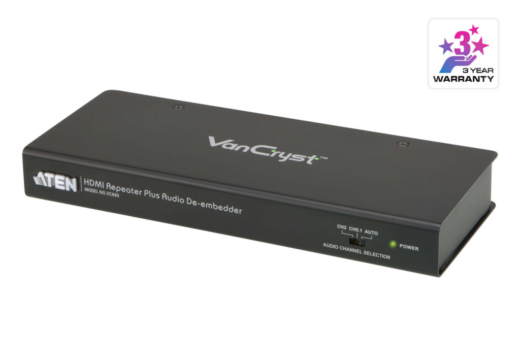 ATEN VC880 - Repeater HDMI z funkcją wyodrębniania sygnału audio (audio de-embedding)