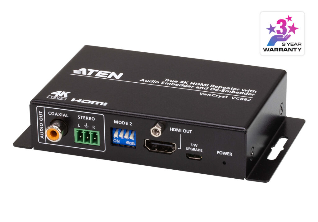 ATEN VC882 - Repeater HDMI True 4K z embedderem i de-embedderem audio
