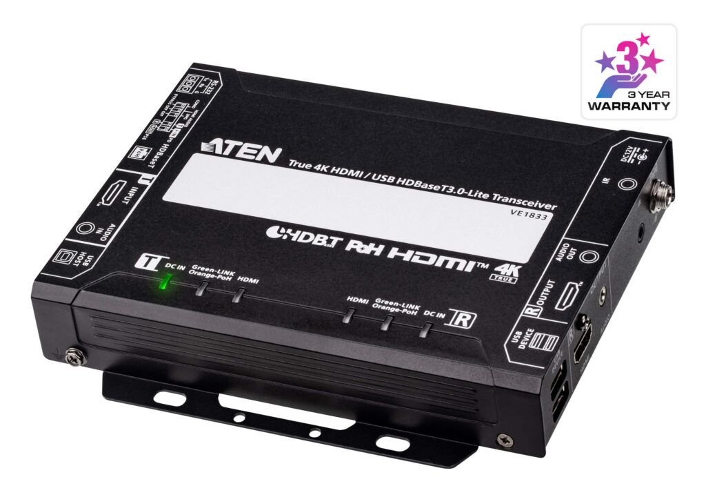 ATEN VE1833 - True 4K HDMI / USB HDBaseT 3.0 - Lite Transceiver z zasilaniem PoH (True 4K@40 m)