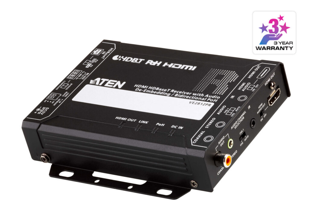 ATEN VE2812PR - Odbiornik ekstendera HDMI HDBaseT z wyodrębnianiem audio i dwukierunkowym PoH (4K@100m) (HDBaseT Class A) (PoH PSE & PD)