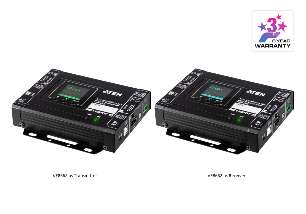 ATEN VE8662 - True 4K H.265 over IP Transceiver (nadajnik i odbiornik w jednym) z POE