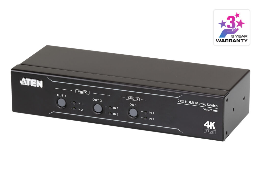 ATEN VM0202HB - Przełącznik matrycowy 2 x 2 True 4K HDMI z deembederem audio