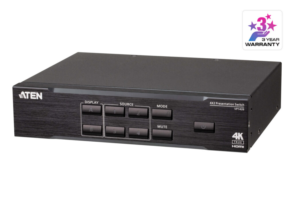 ATEN VP1420 - Matrycowy przełącznik prezentacyjny 4 x 2 True 4K