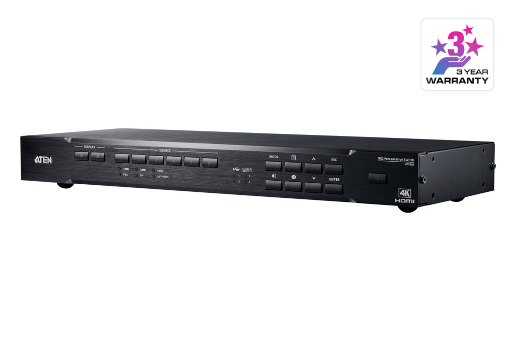 ATEN VP1920 - Matrycowy przełącznik prezentacyjny 9 x 2 4K