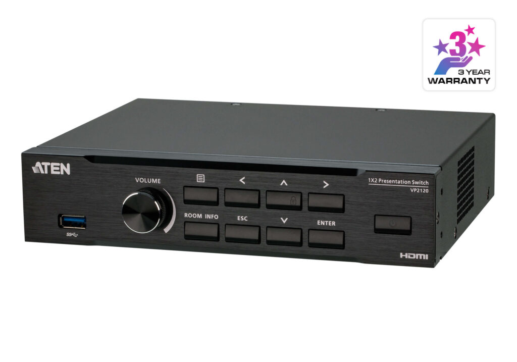 ATEN VP2120 - Przełącznik prezentacyjny typu Seamless z funkcją Quad View Multistreaming