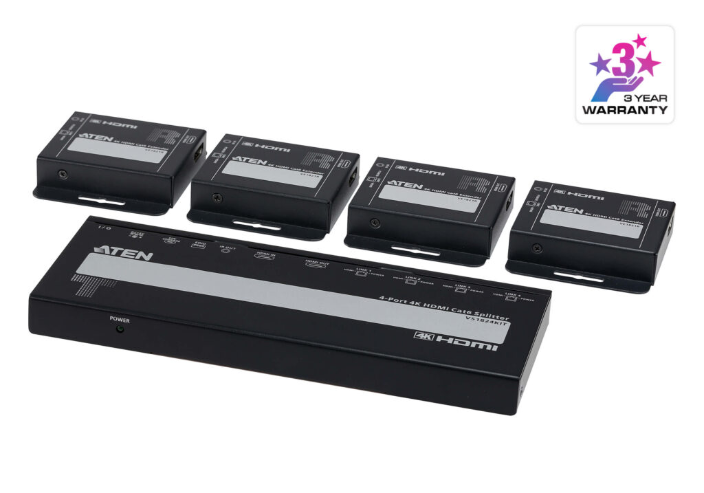 ATEN VS1824KIT - 4-portowy rozdzielacz 4K HDMI Cat 6 - zestaw z odbiornikami