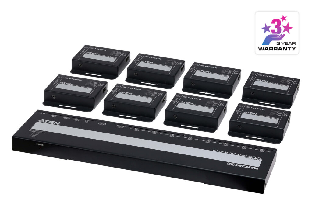 ATEN VS1828KIT - 8-portowy rozdzielacz 4K HDMI Cat 6 - zestaw z odbiornikami